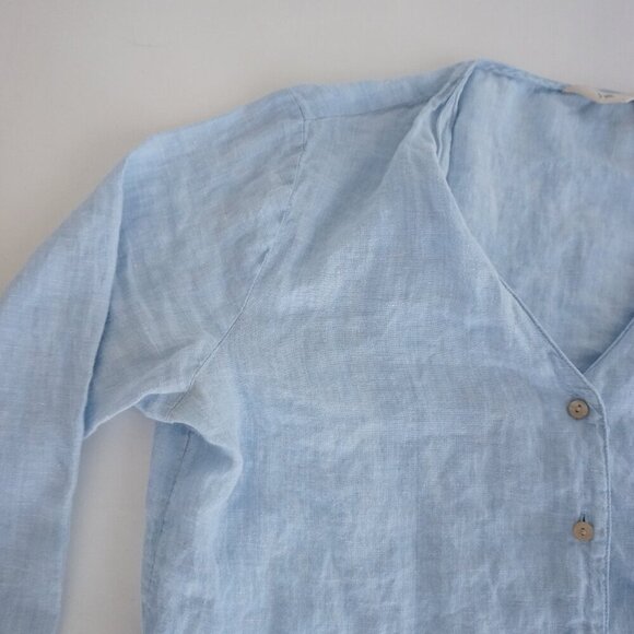 J.Jill Sky Blue 100% Linen Breathable Button Up Long Sleeve Shirt S - Picture 11 of 12
